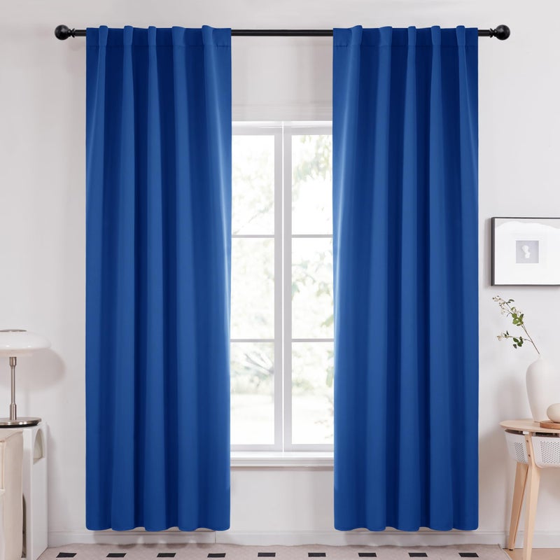 Deconovo Blackout Curtains for Bedroom, Royal Blue Thermal Insulated Drapes 84 Inches Long, Back Tab and Rod Pocket Room Darkening Window Curtains, 42W x 84L Inch, 2 Panels - Image 1